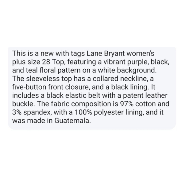 NWT🔥Lane Bryant Plus Size 28 Purple Floral Top with Belt - Picture 7 of 7